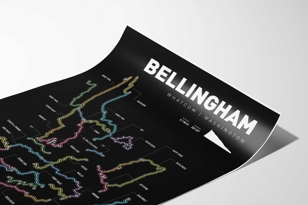 Bellingham Washington Mountain Bike Art Print - TrailMaps