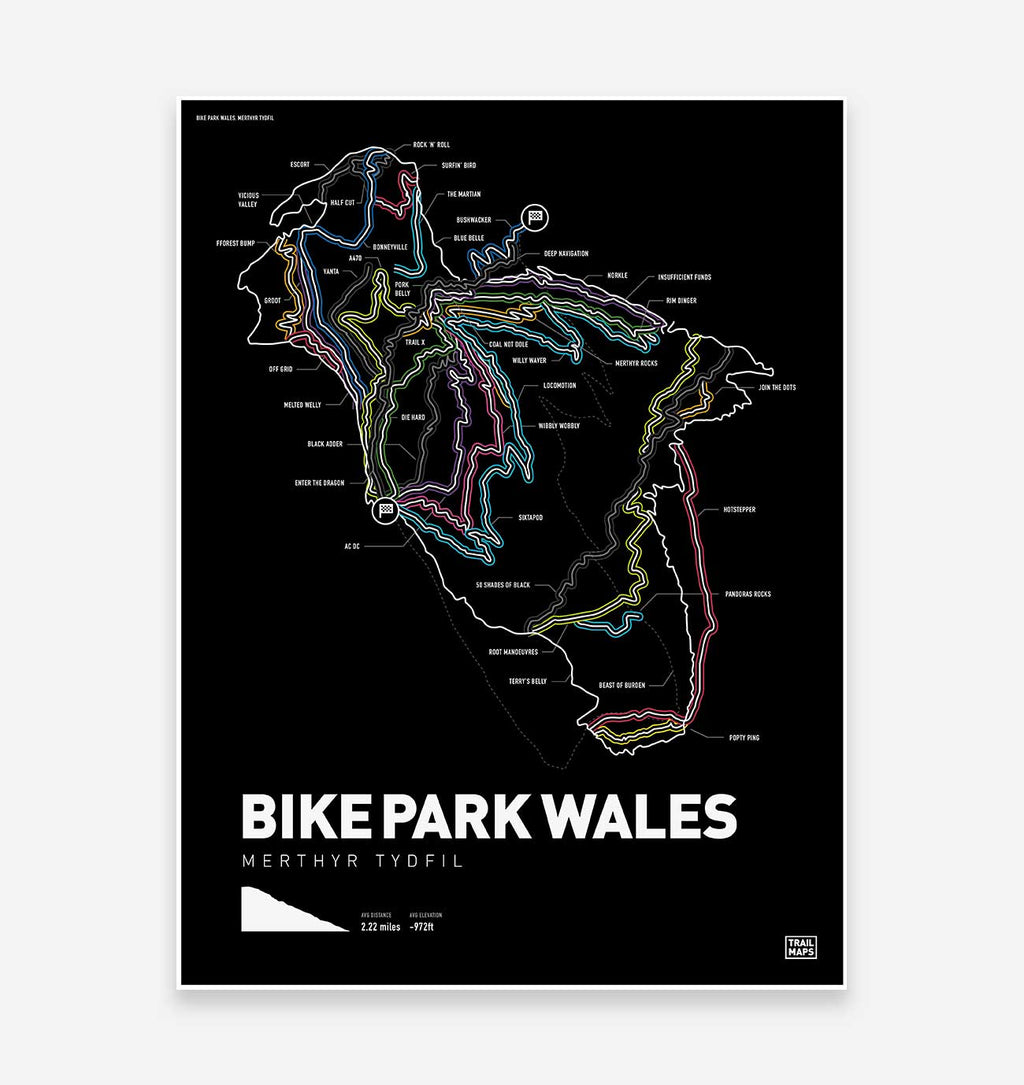 Bike Park Wales Art Print - TrailMaps