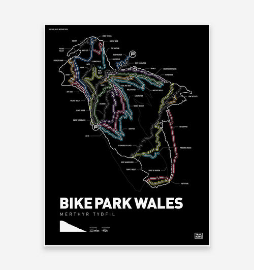 Bike Park Wales Art Print - TrailMaps