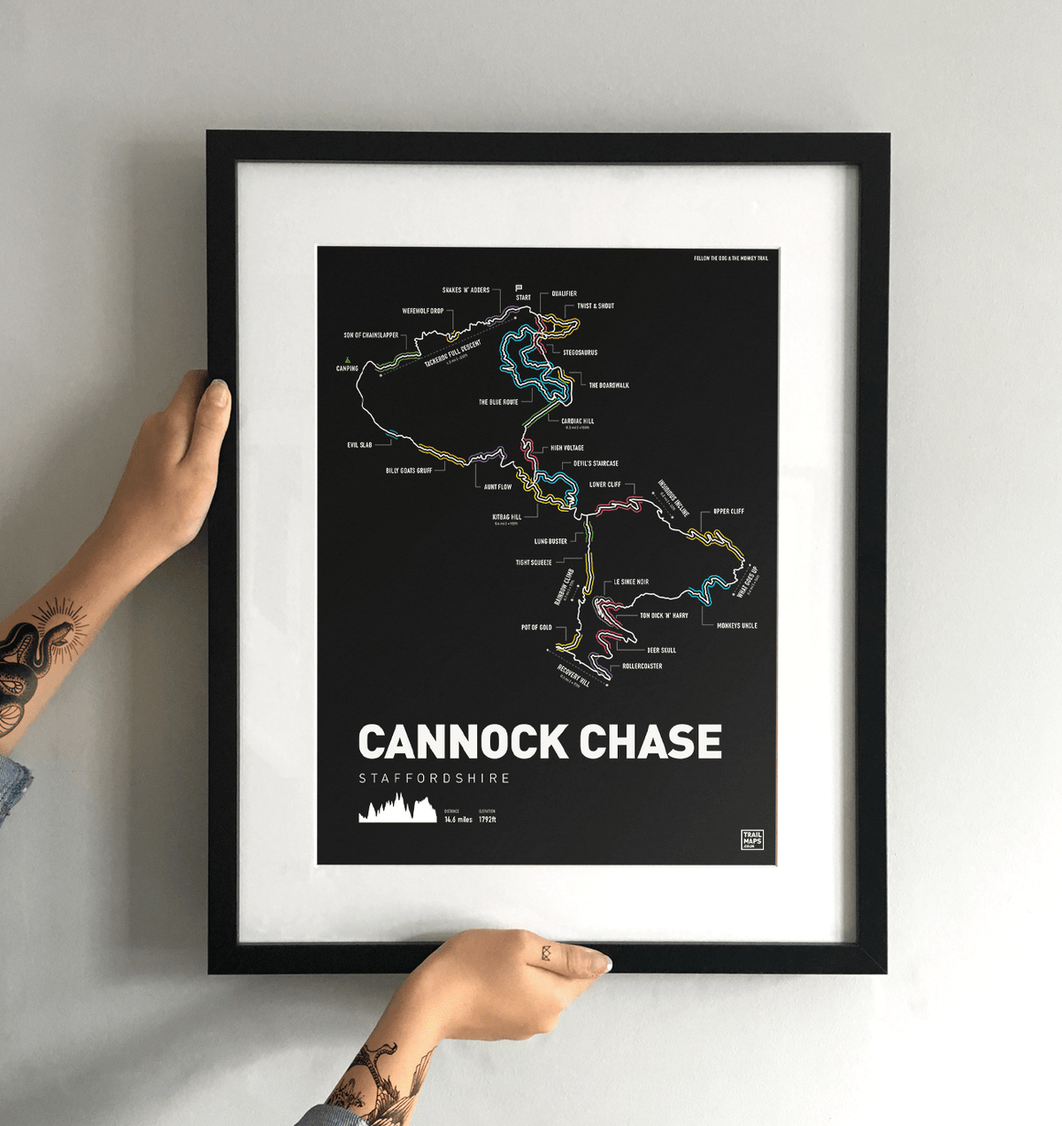 Cannock Chase Follow the Dog & The Monkey Art Print - TrailMaps