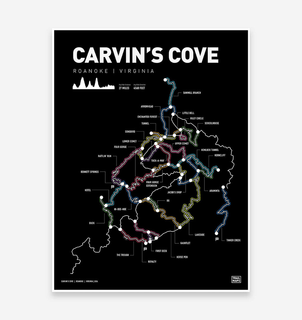 Carvin's Cove Virginia Mountain Bike Art Print - TrailMaps