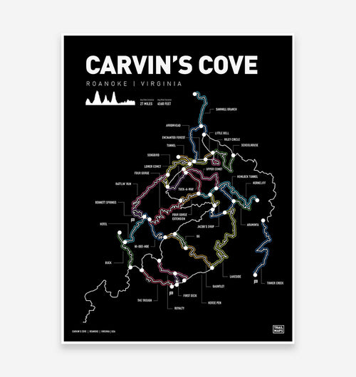 Carvin's Cove Virginia Mountain Bike Art Print - TrailMaps