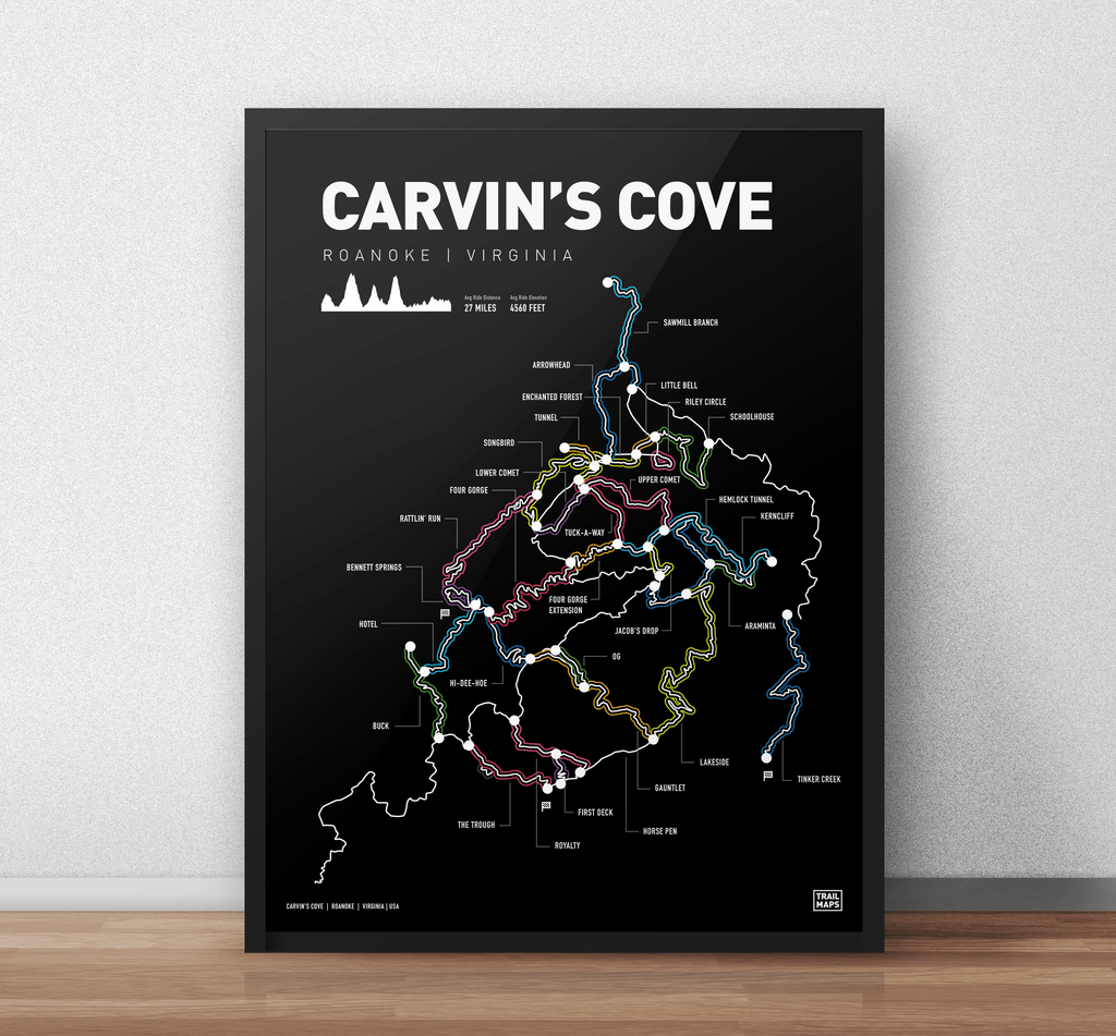 Carvin's Cove Virginia Mountain Bike Art Print - TrailMaps