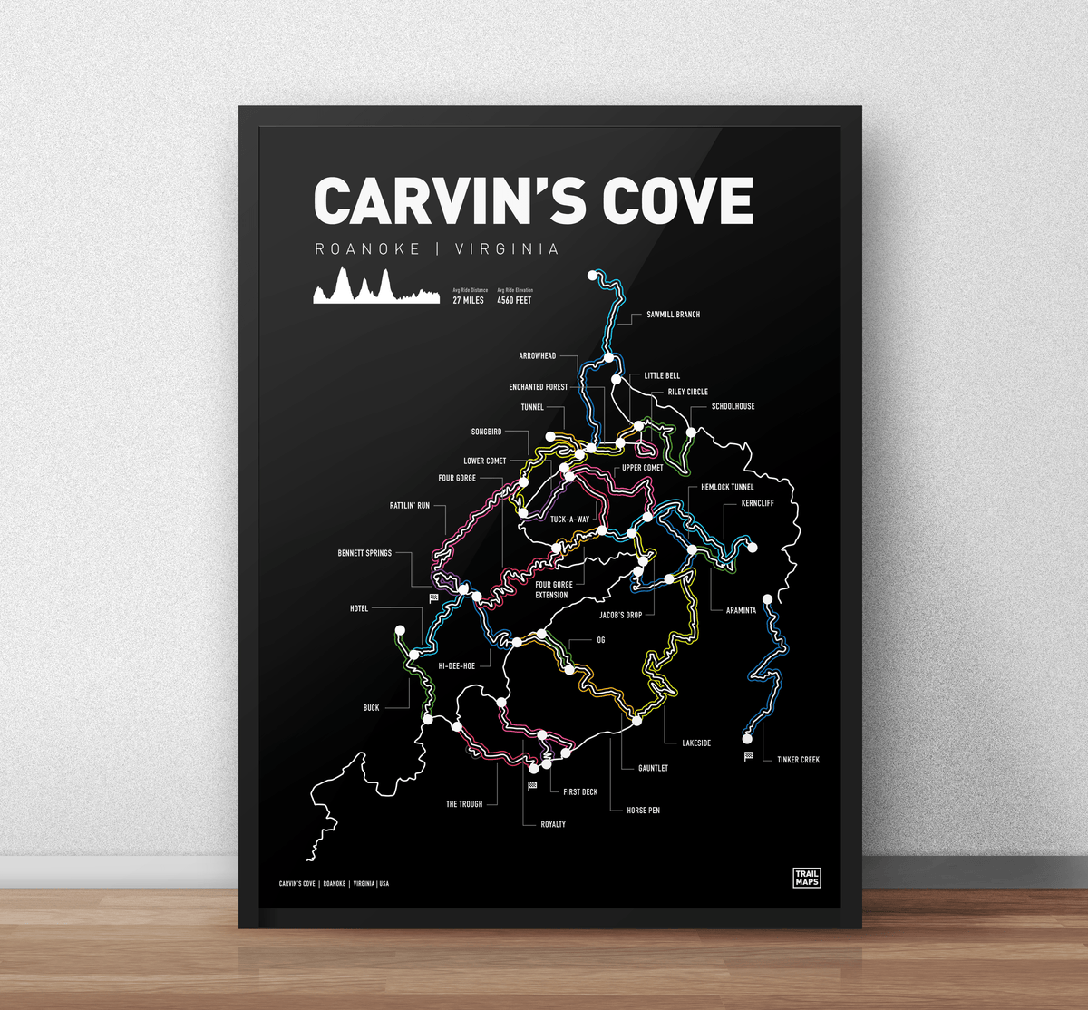 Carvin's Cove Virginia Mountain Bike Art Print - TrailMaps