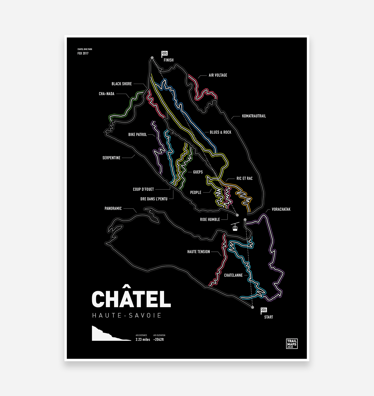 Châtel Trail Map Art Print - TrailMaps.co.uk