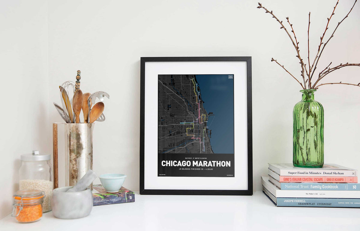 Chicago Marathon 2022 Personalised Art Print - TrailMaps
