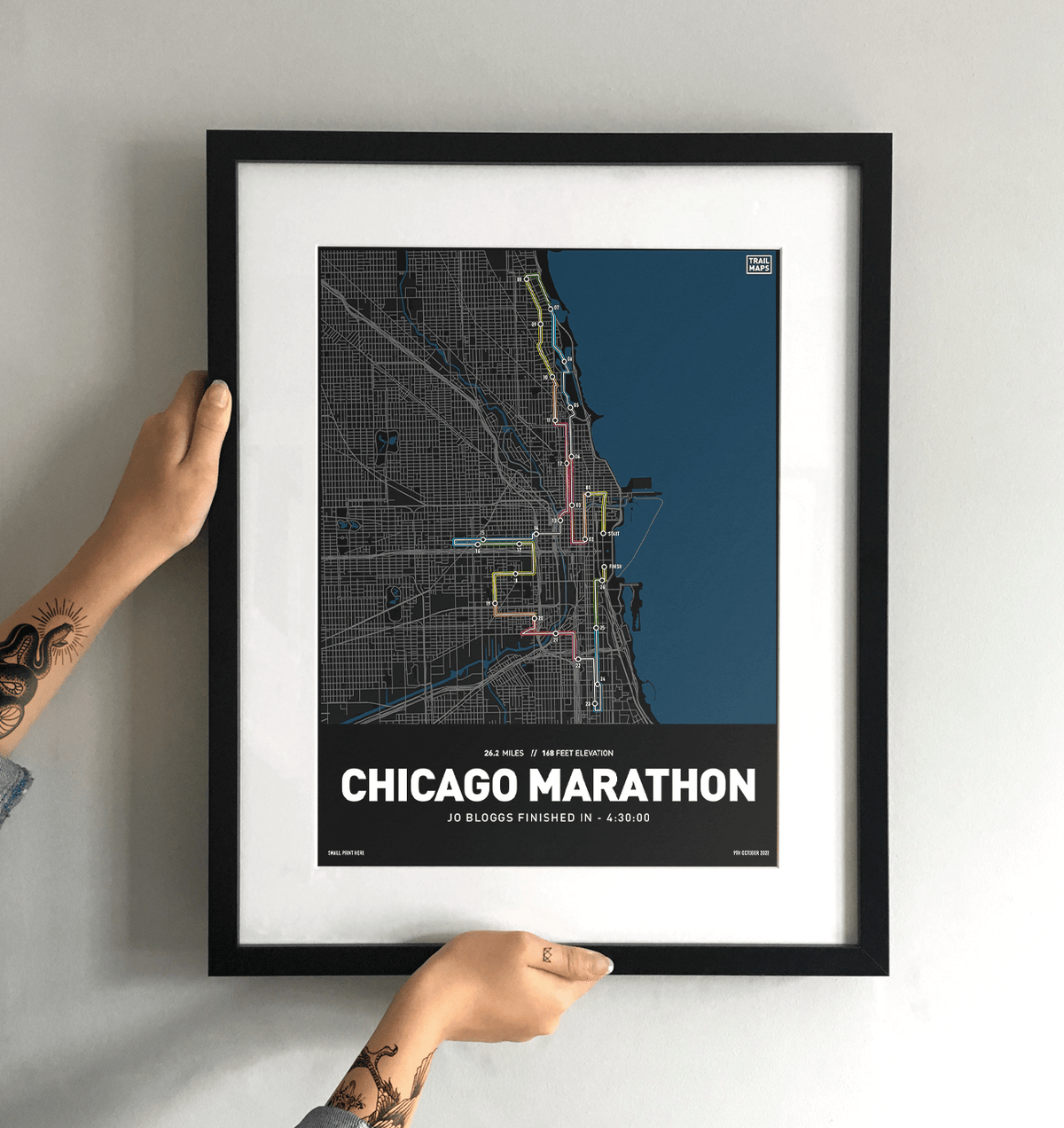 Chicago Marathon 2022 Personalised Art Print - TrailMaps
