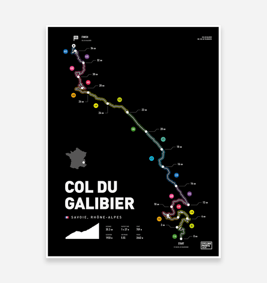 Col Du Galibier Art Print - TrailMaps.co.uk