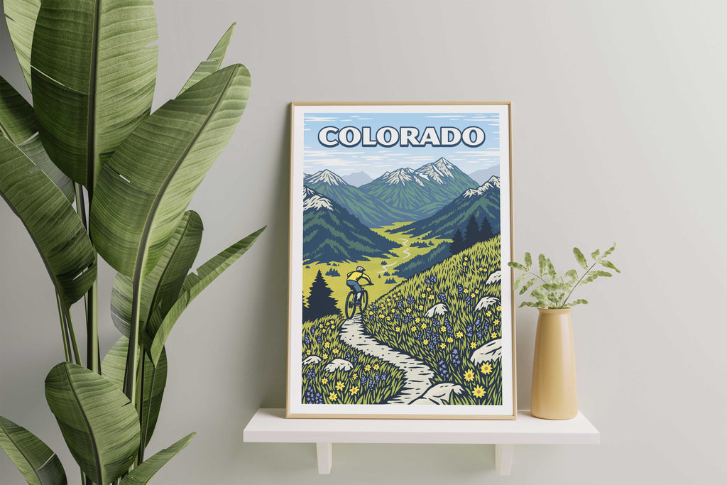 Colorado Mountain Biking Art Print - TrailMaps