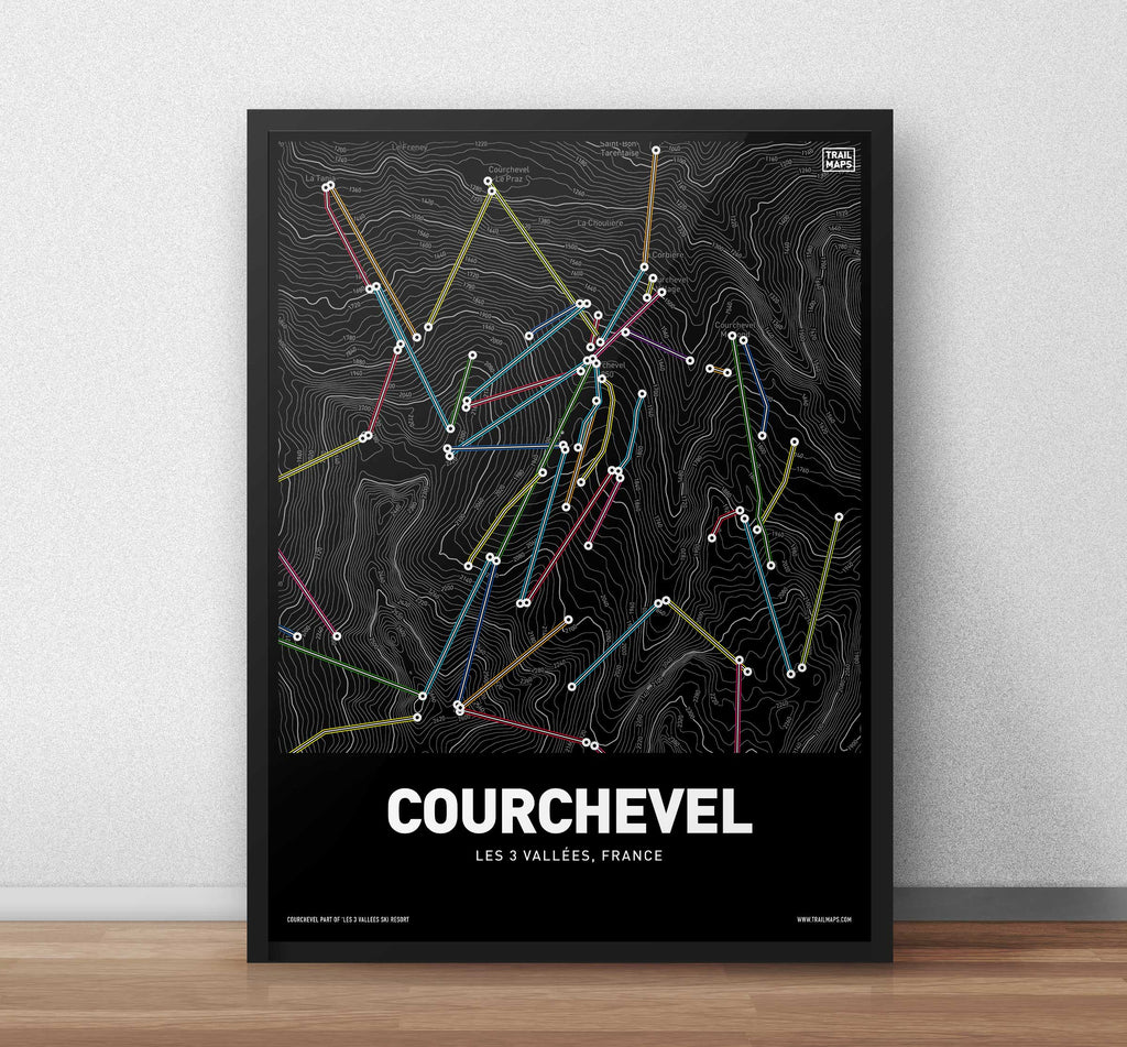 Courchevel Ski Lifts Art Print - TrailMaps