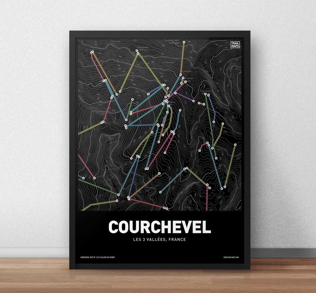 Courchevel Ski Lifts Art Print - TrailMaps