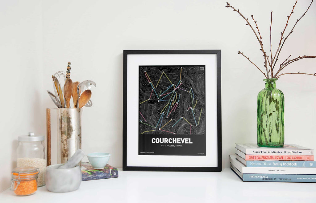 Courchevel Ski Lifts Art Print - TrailMaps