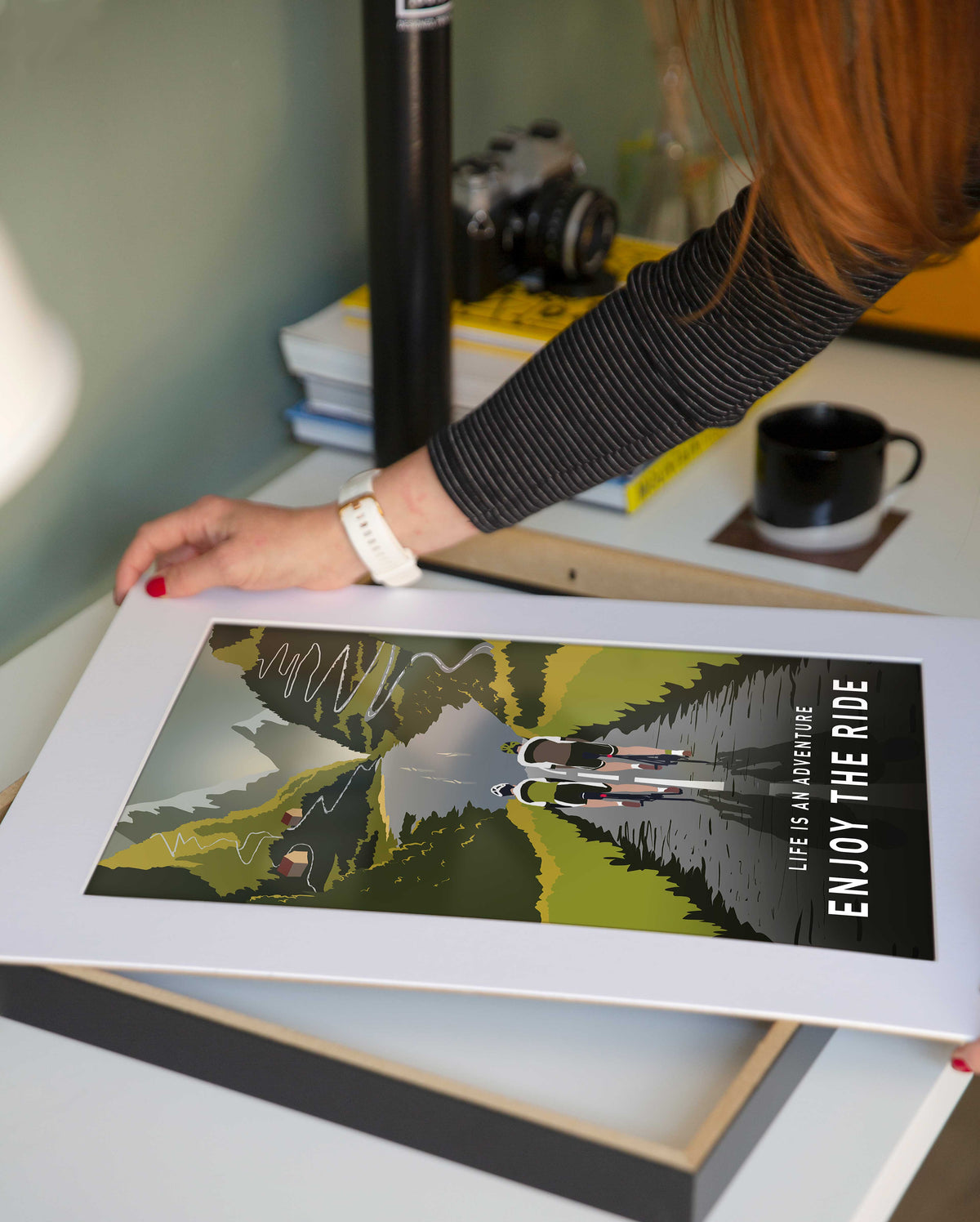 Enjoy The Ride Road Cycling Art Print - TrailMaps