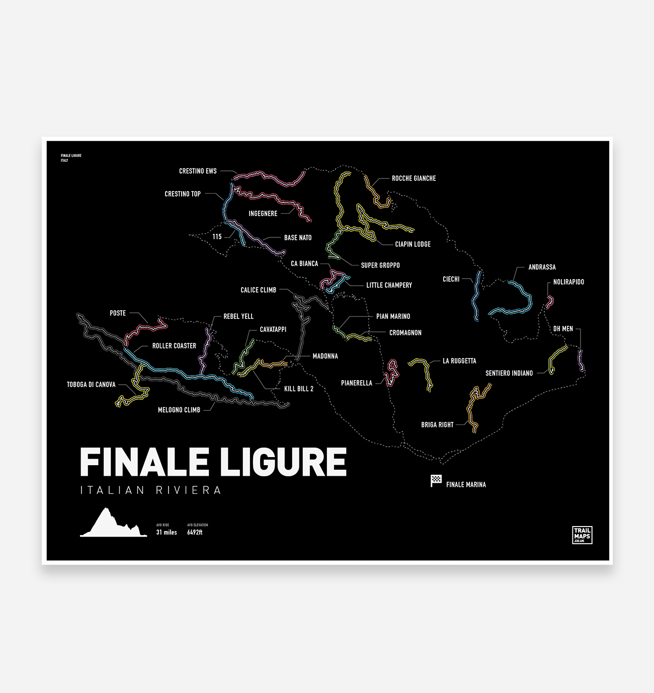Finale Ligure Art Print - TrailMaps.co.uk