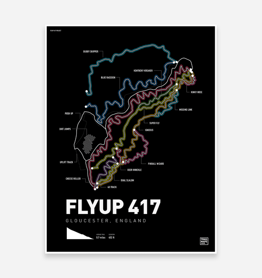 Flyup 417 Bike Park Art Print - TrailMaps.co.uk