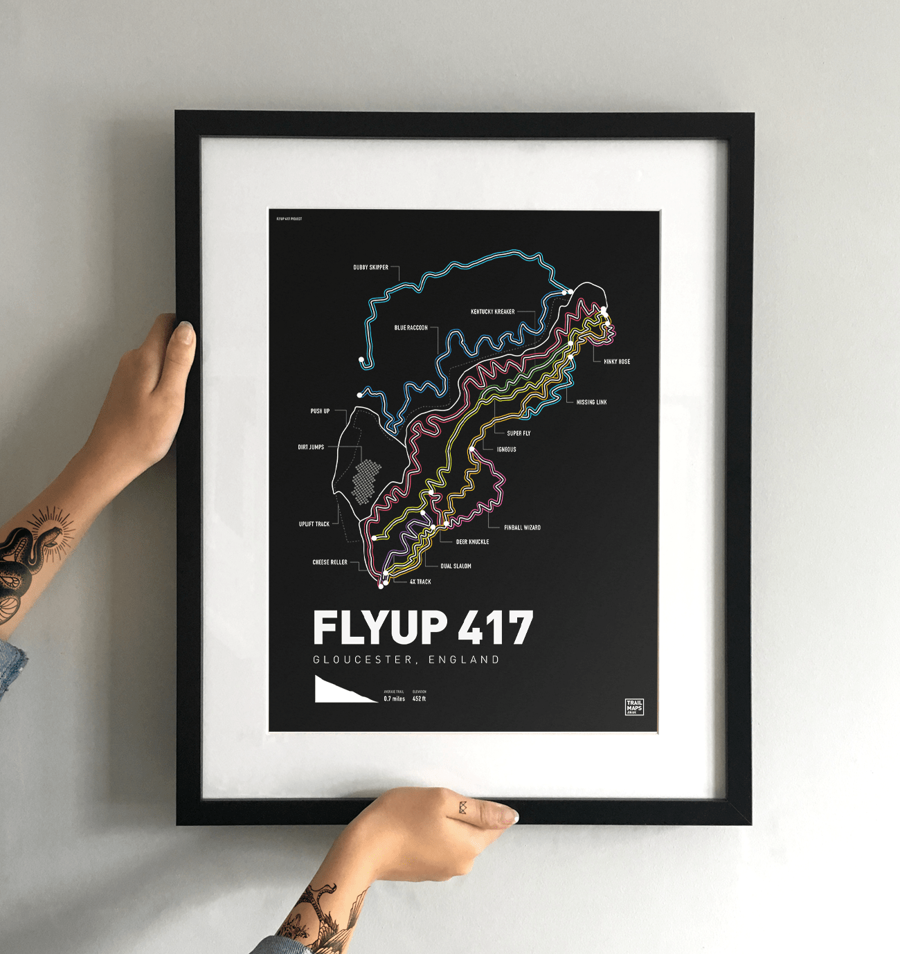 Flyup 417 Bike Park Art Print - TrailMaps.co.uk