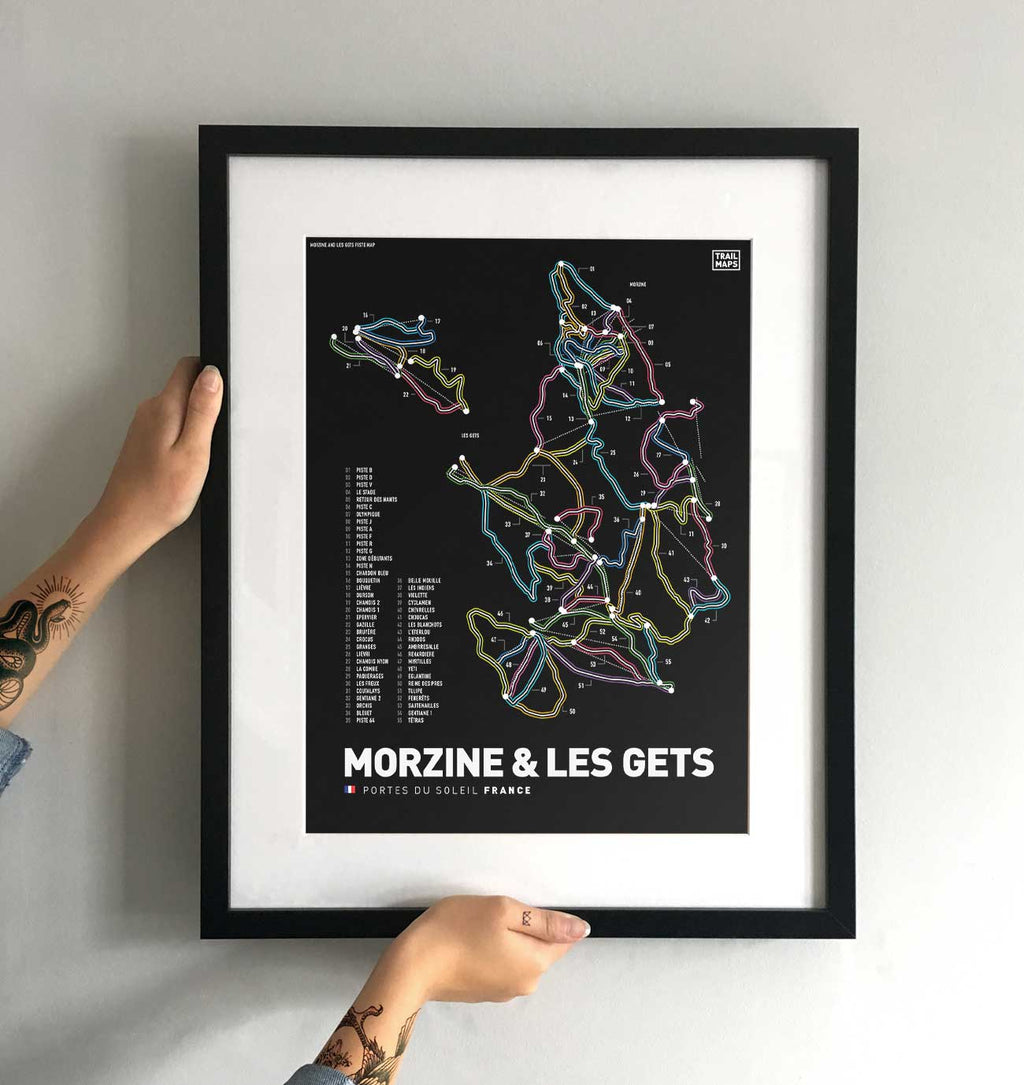 Morzine and Les Gets Ski Snowboard Piste Art Print - TrailMaps