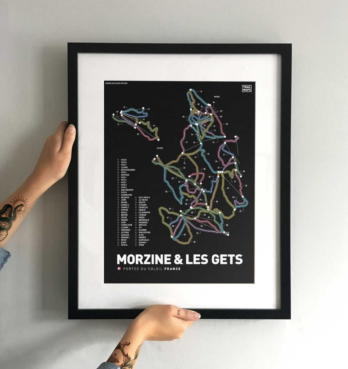 Morzine and Les Gets Ski Snowboard Piste Art Print TrailMaps