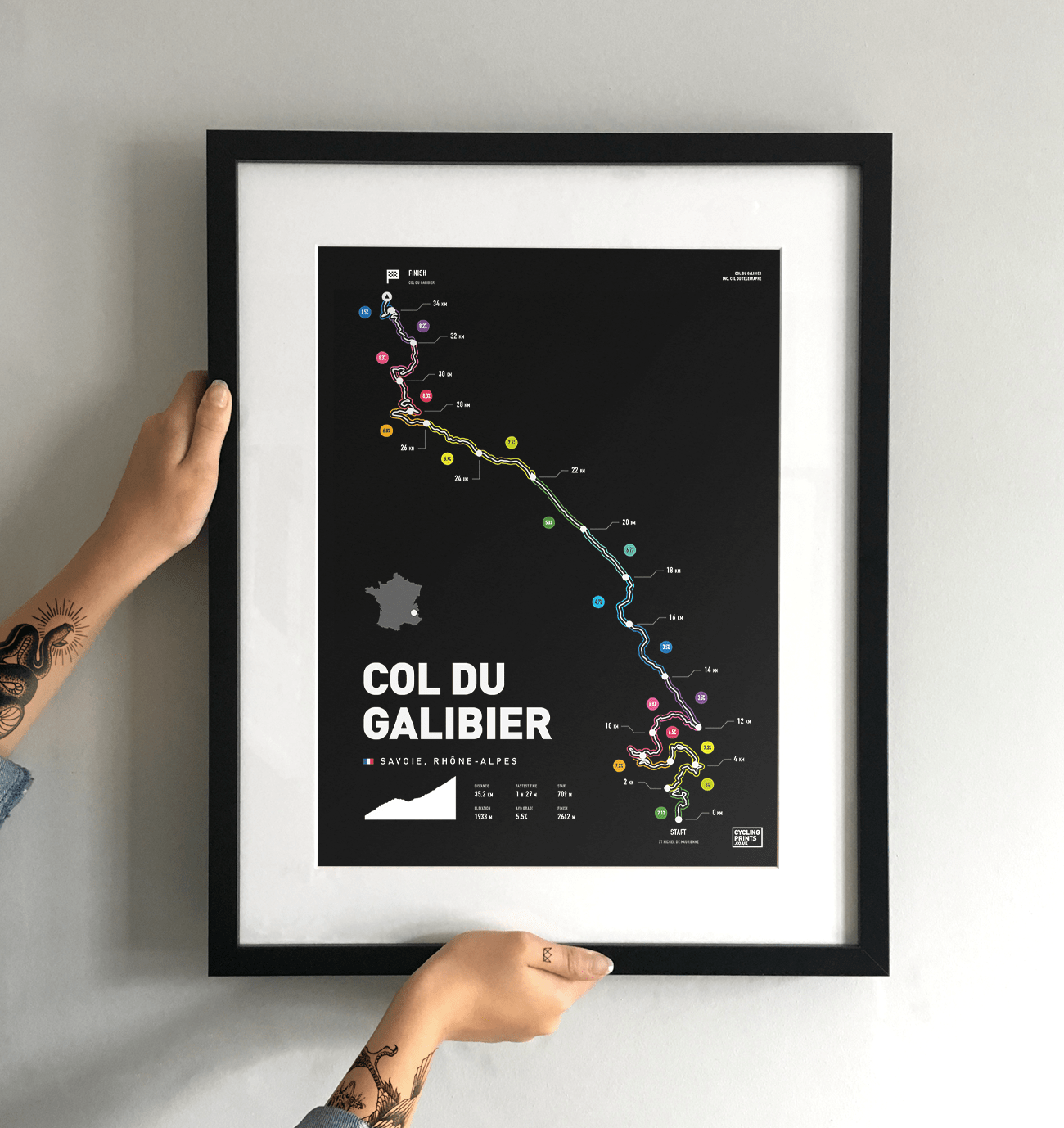 Col Du Galibier Art Print - TrailMaps.co.uk