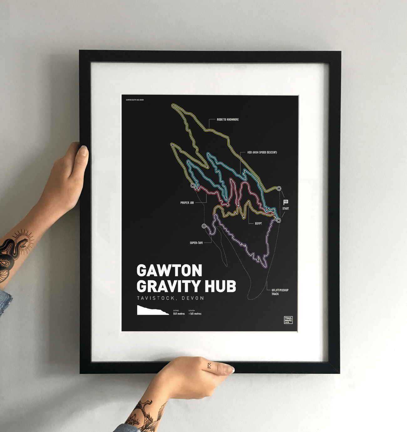 Gawton Gravity Hub Art Print - TrailMaps.co.uk