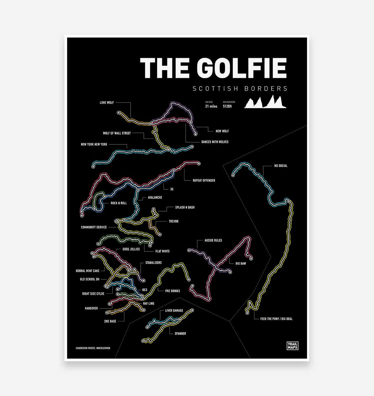 The Golfie, Innerleithen Art Print - TrailMaps