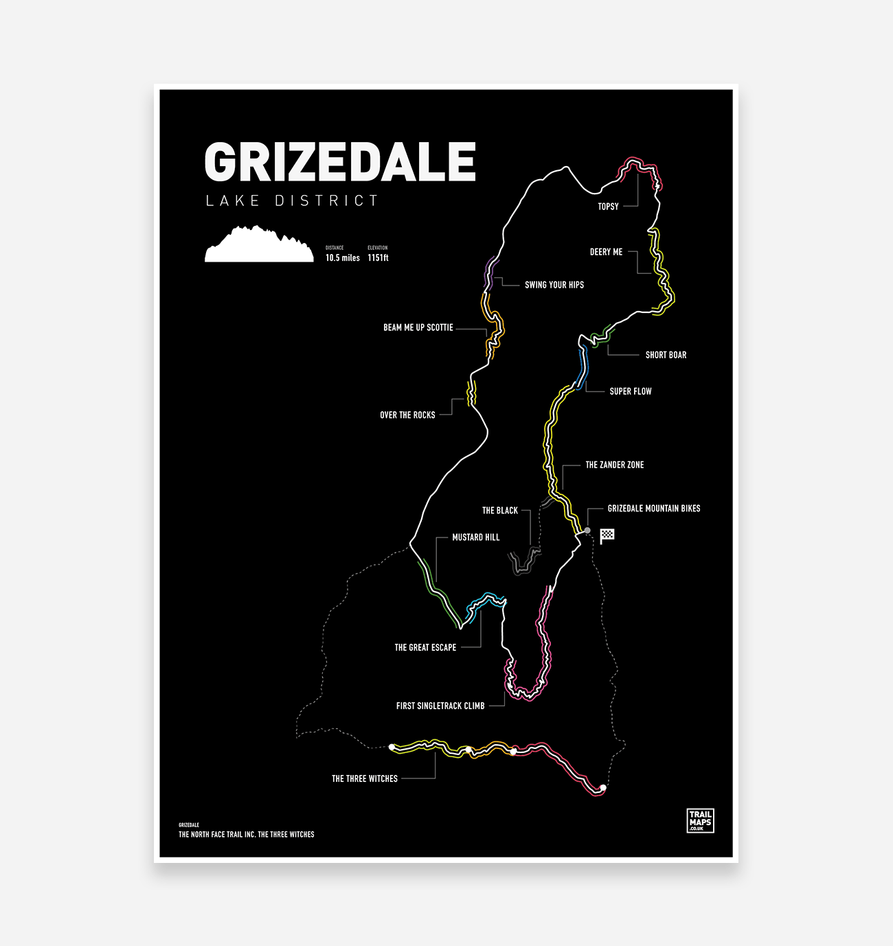 Grizedale MTB Art Print - TrailMaps.co.uk