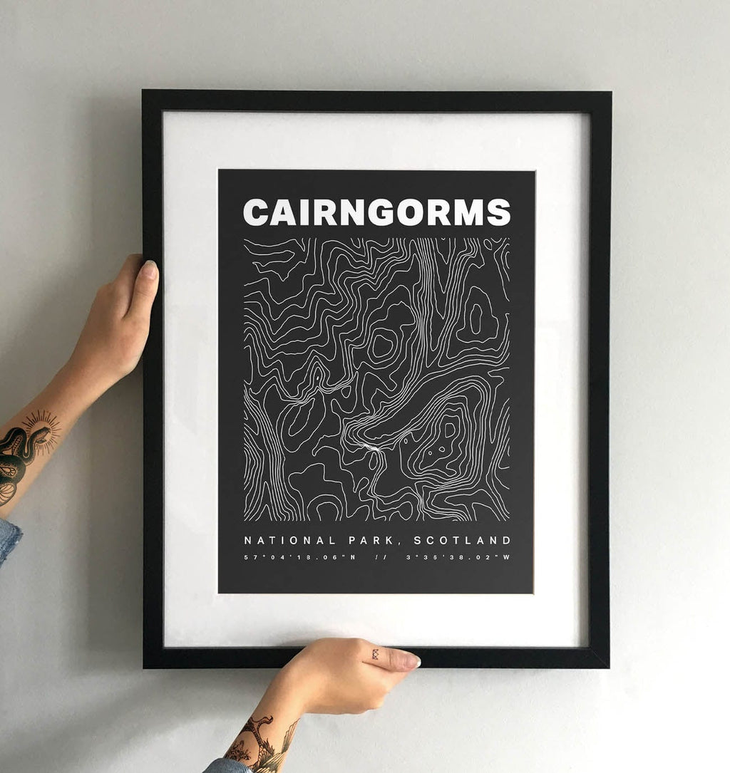 Cairngorms National Park Contours Art Print - TrailMaps