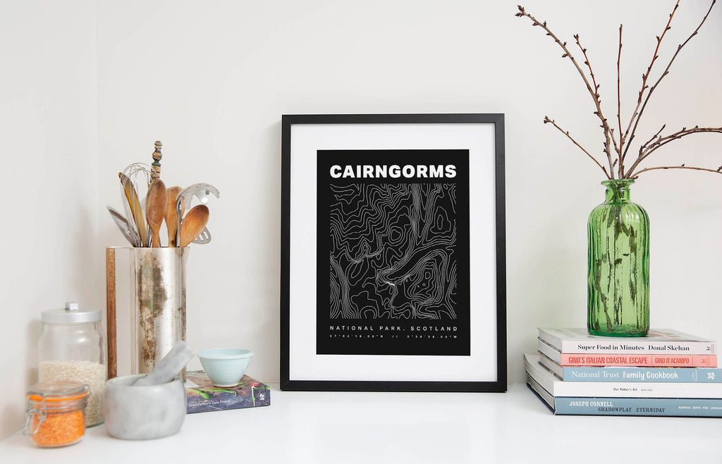 Cairngorms National Park Contours Art Print - TrailMaps