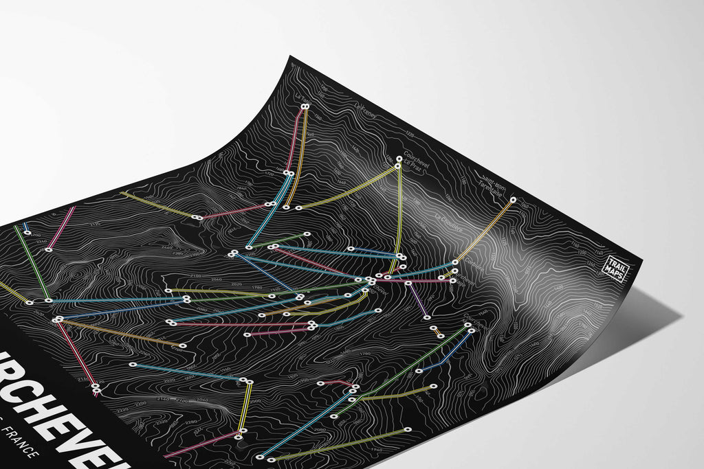 Courchevel Ski Lifts Art Print - TrailMaps