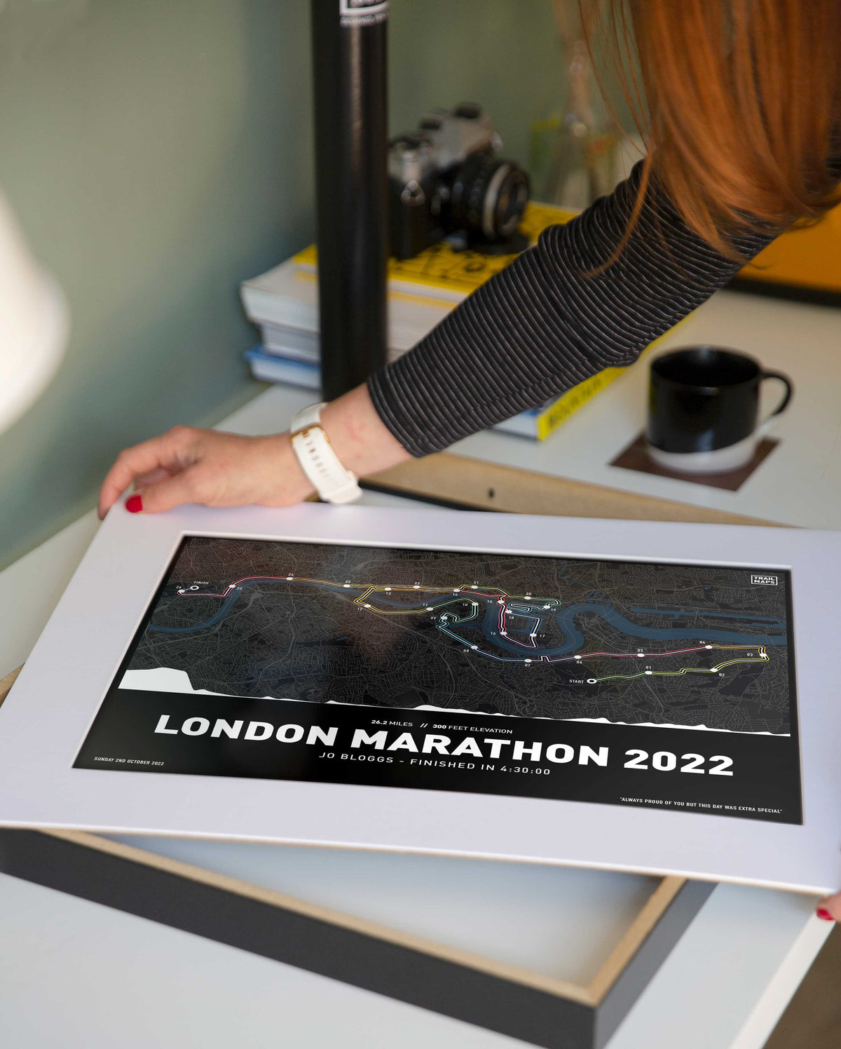 London Marathon 2022 Personalised Art Print - TrailMaps