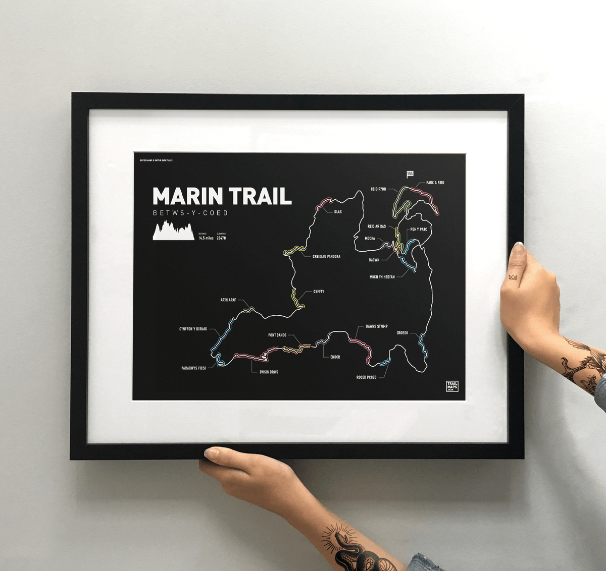 Marin Trail (Gwydir Mawr) Art Print - TrailMaps.co.uk