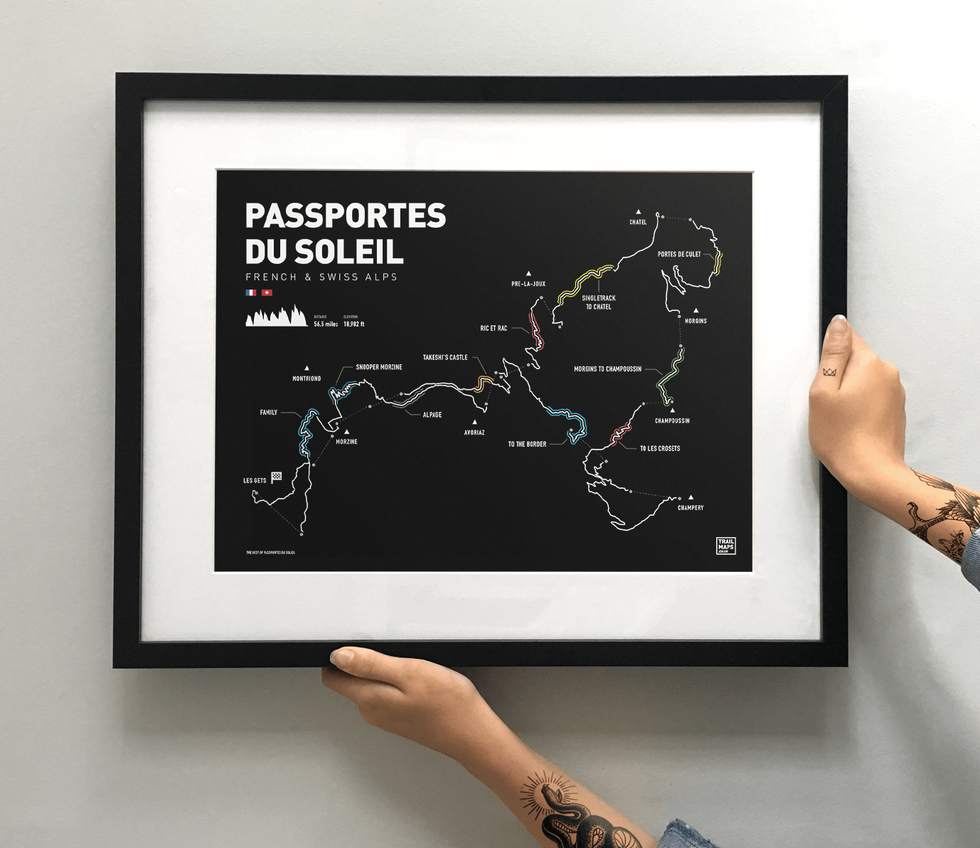 Passportes Du Soleil Art Print - TrailMaps.co.uk