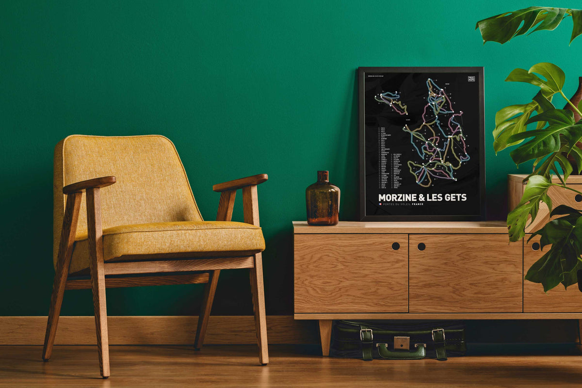 Morzine and Les Gets Ski Snowboard Piste Art Print - TrailMaps