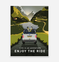 Enjoy The Ride Mountain Bike Art Print with T5 VW Camper Van - TrailMaps
