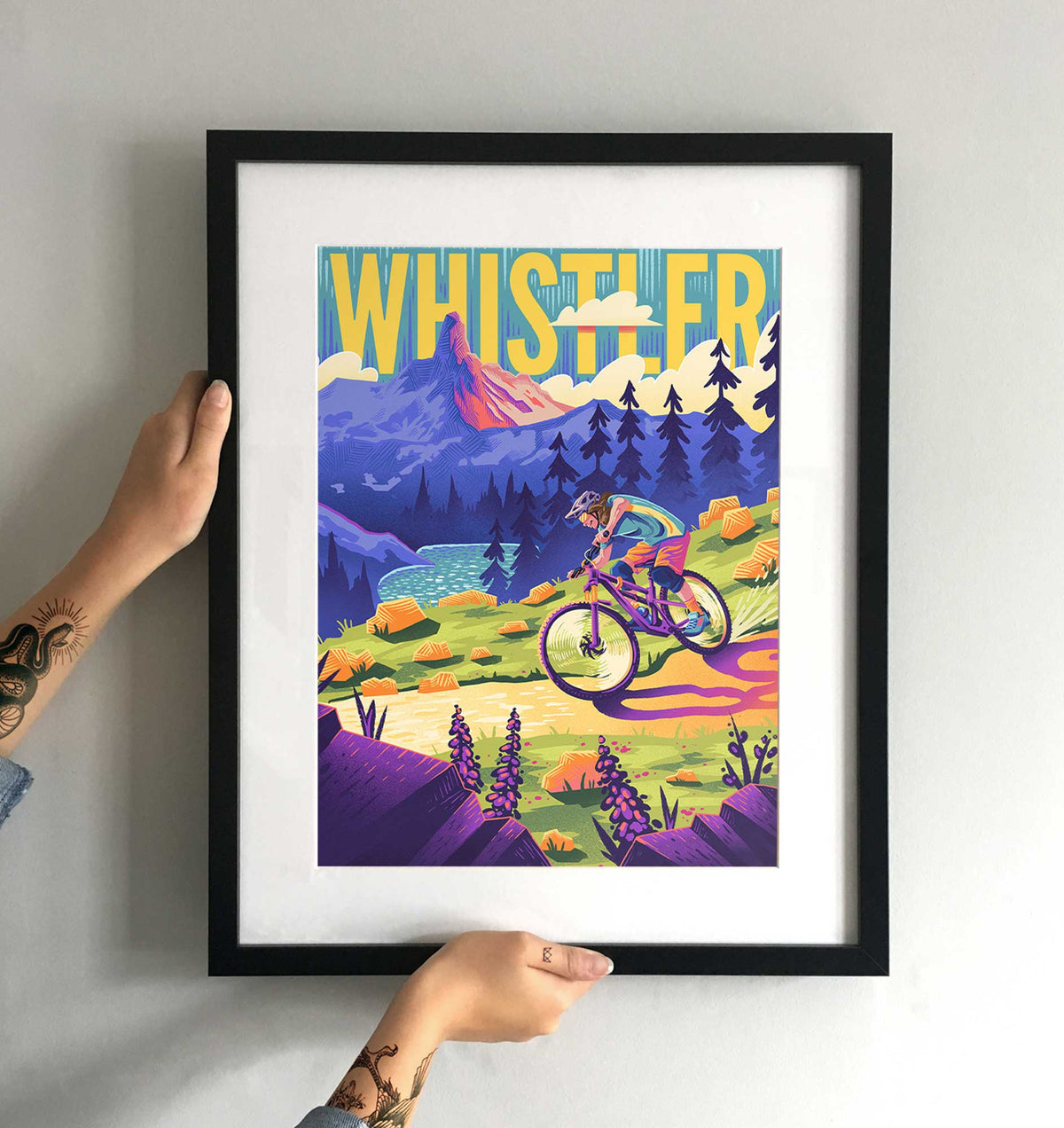 Whistler Mountain Biking Travel Art Print - TrailMaps