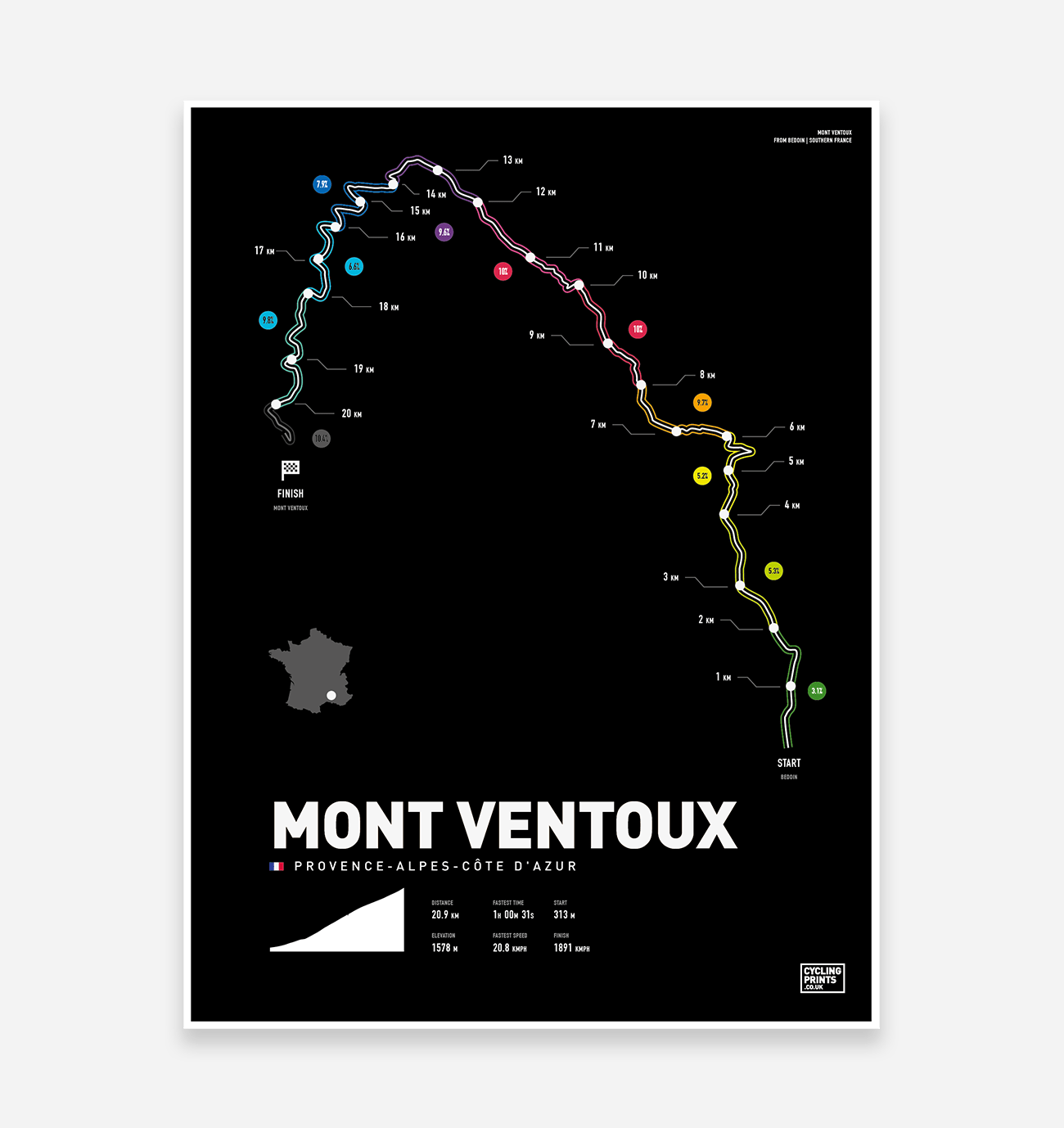 Mont Ventoux | Art Print - TrailMaps.co.uk