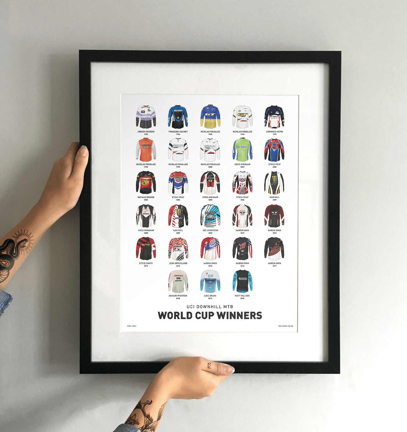 World Cup Downhill Winners Art Print - White