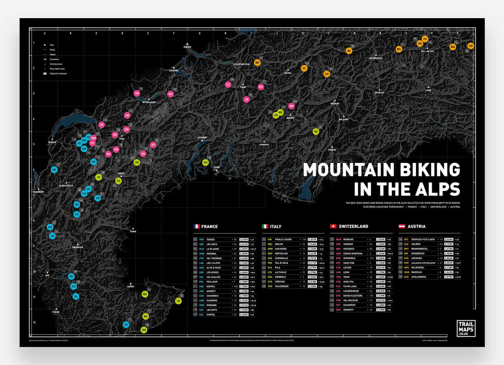 Mountain Bike Map of the Alps - TrailMaps.co.uk