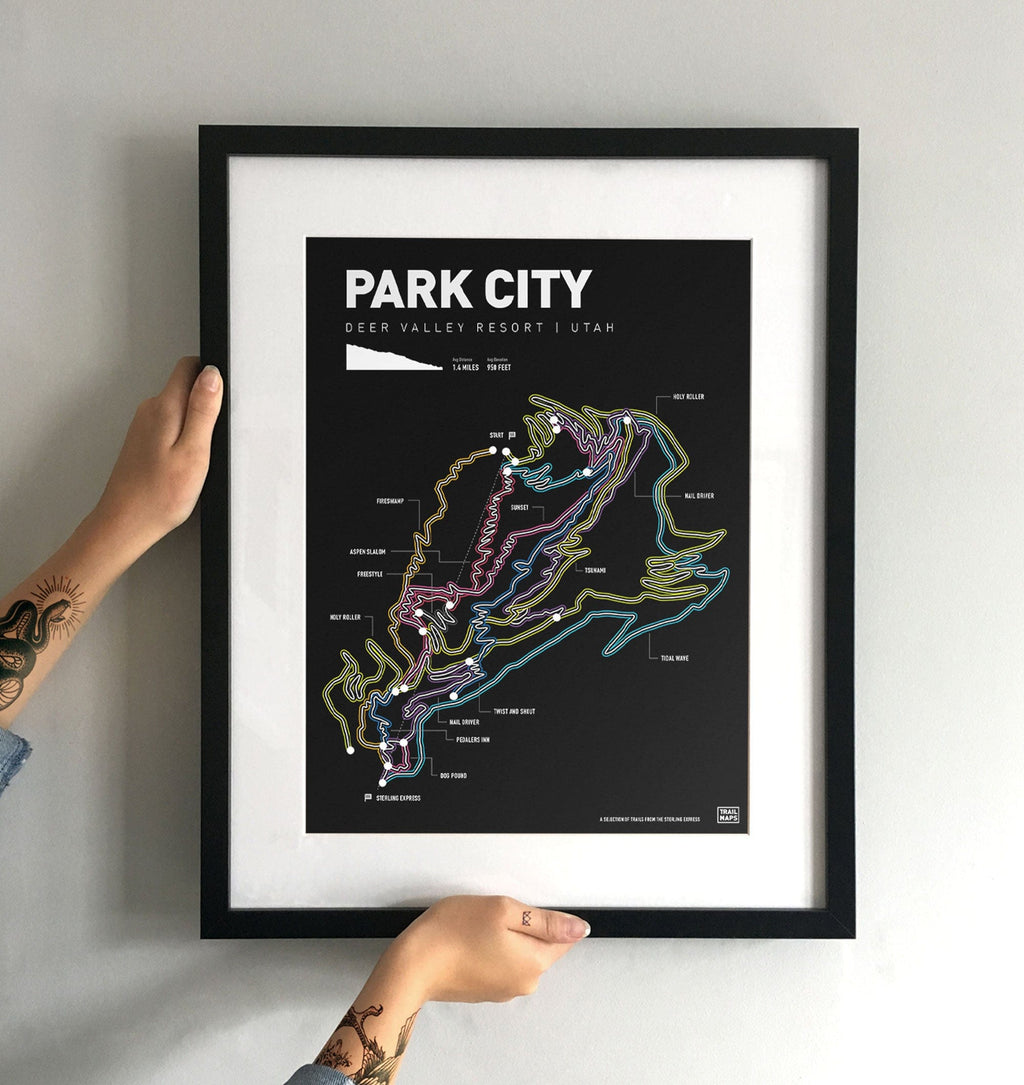 Park City Utah Deer Valley Resort Mountain Bike Art Print - TrailMaps
