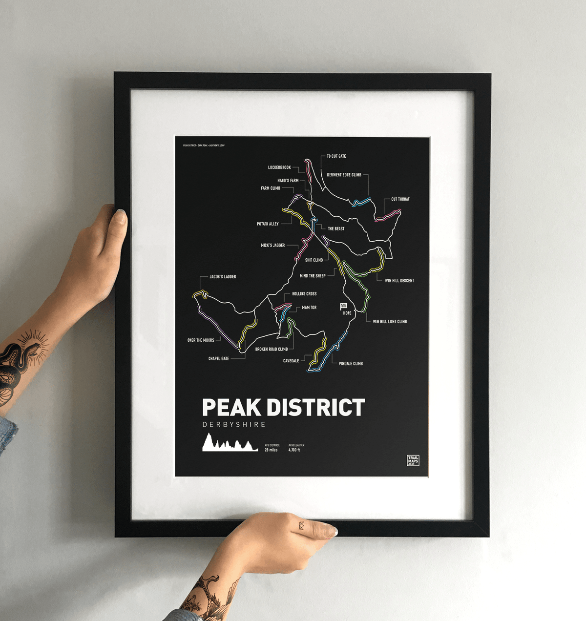 Peak District Mountain Bike Art Print - TrailMaps
