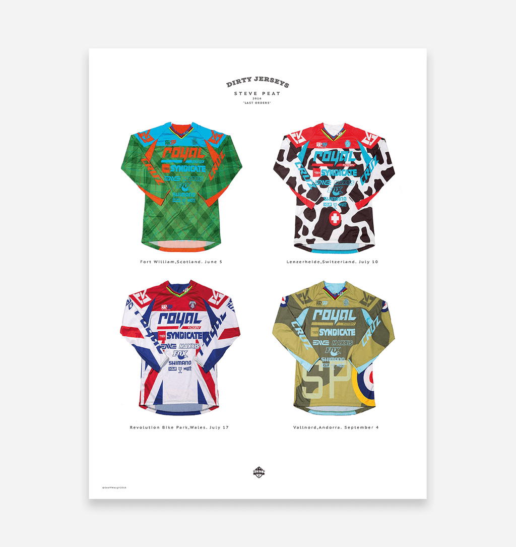 Steve Peat' Mountain Bike Jerseys Art Print - TrailMaps
