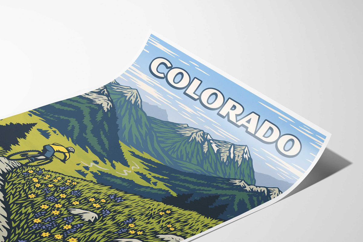 Colorado Mountain Biking Art Print - TrailMaps