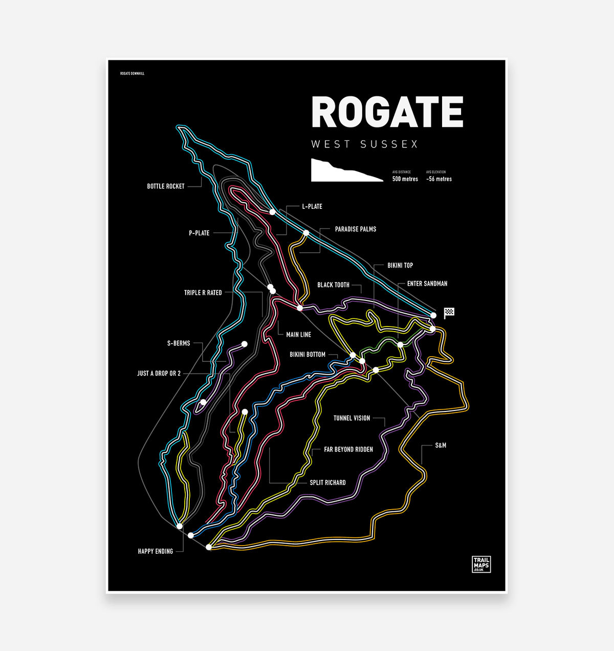 Rogate Bike Park Art Print - TrailMaps