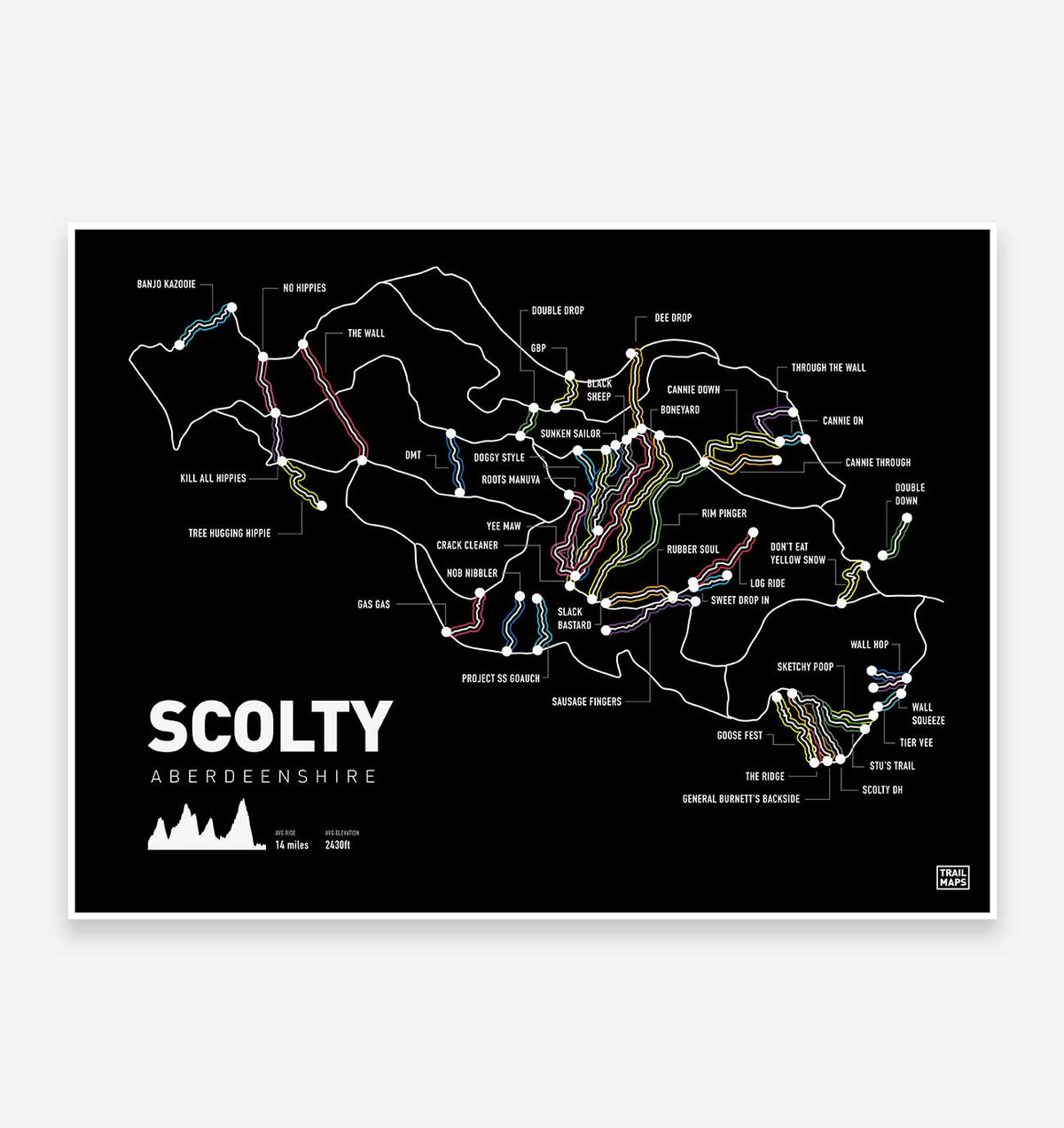 Scolty Mountain Bike Trail Art Print - TrailMaps