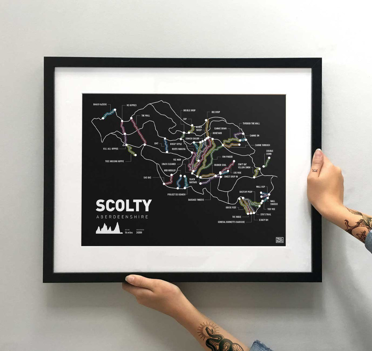 Scolty Mountain Bike Trail Art Print - TrailMaps