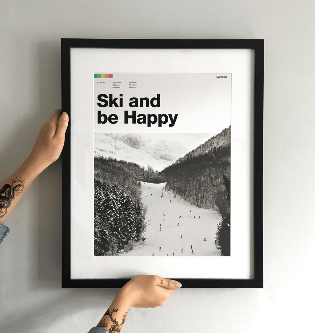 Ski and Be Happy Art Print - TrailMaps