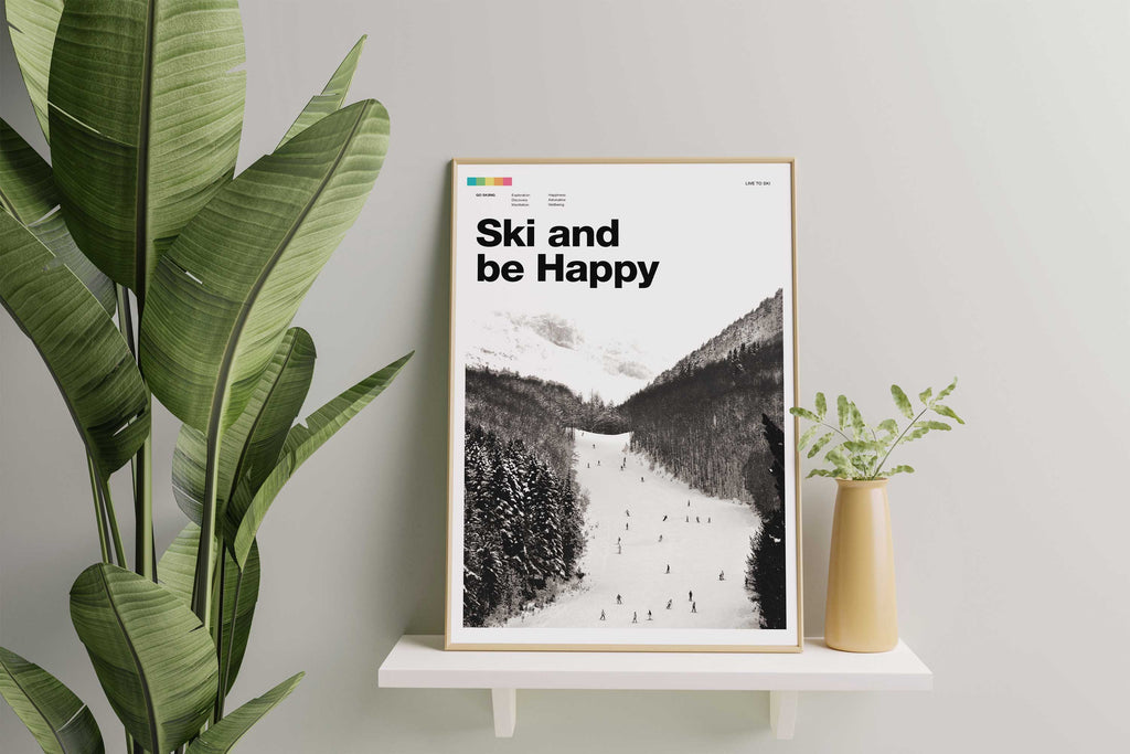 Ski and Be Happy Art Print - TrailMaps