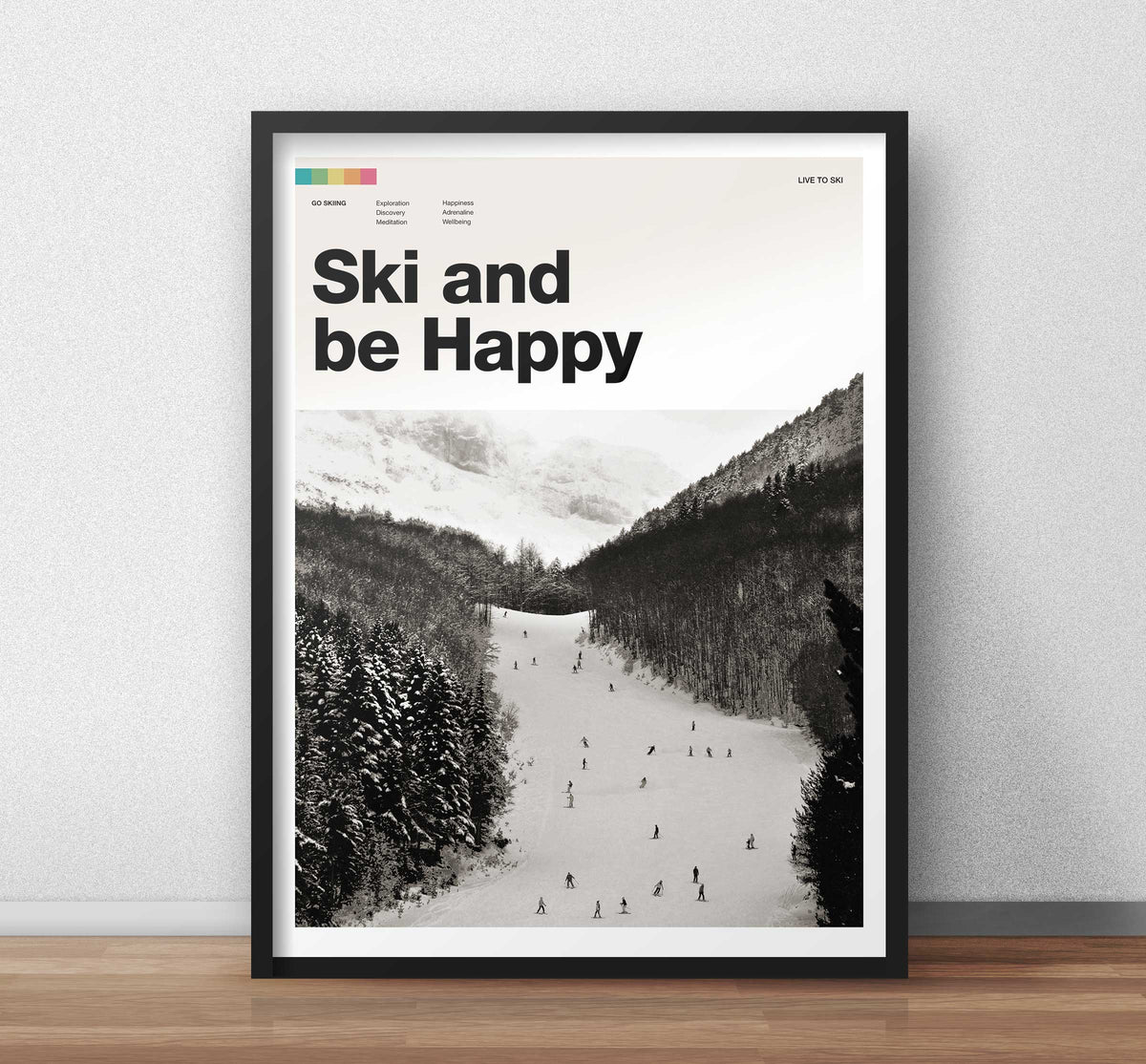 Ski and Be Happy Art Print - TrailMaps