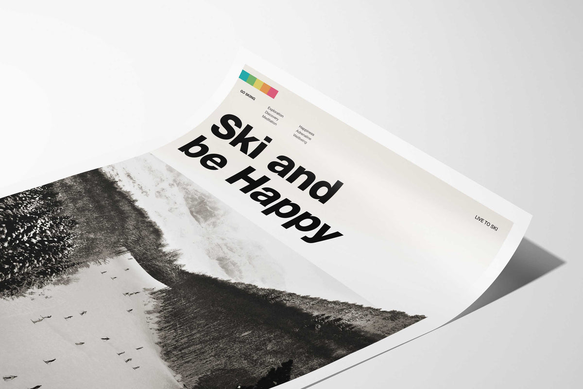 Ski and Be Happy Art Print - TrailMaps
