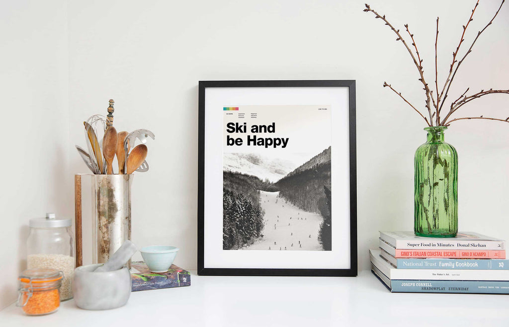 Ski and Be Happy Art Print - TrailMaps
